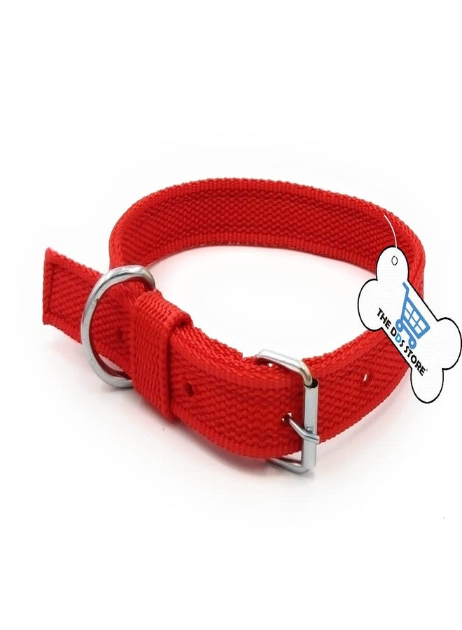 THE DDS STORE Puppy Nylon Leash with Collar Set - Small to Medium Dogs and Cats Leash and Collar Set Suitable for Puppies of All Dog Small Breeds Adjustable Soft Nylon Paw Plain Strip (Medium, RED) - Image 3